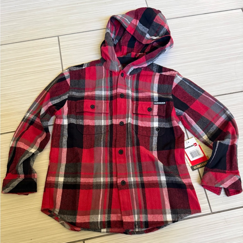 Quicksilver Boys Hooded Flannel Size S